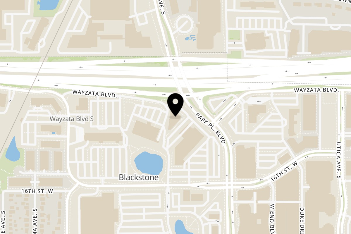 Map showing the location of Taste of India on 5617 Wayzata Blvd in St Louis Park